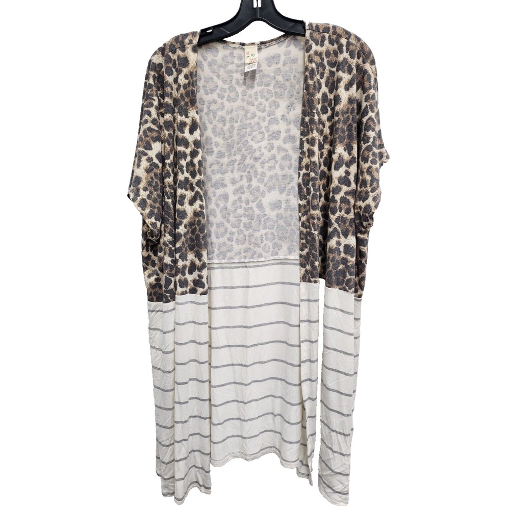 7th Ray BOHO Beach Duster Kimono Cardigan Womens Small Animal Print